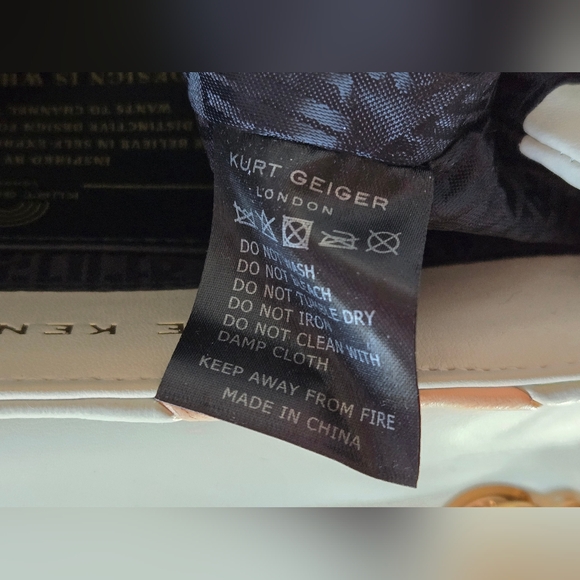 Kurt Geiger Cream and Peach Striped Two- Way Shoulder/Crossbody Bag - Picture 11 of 14